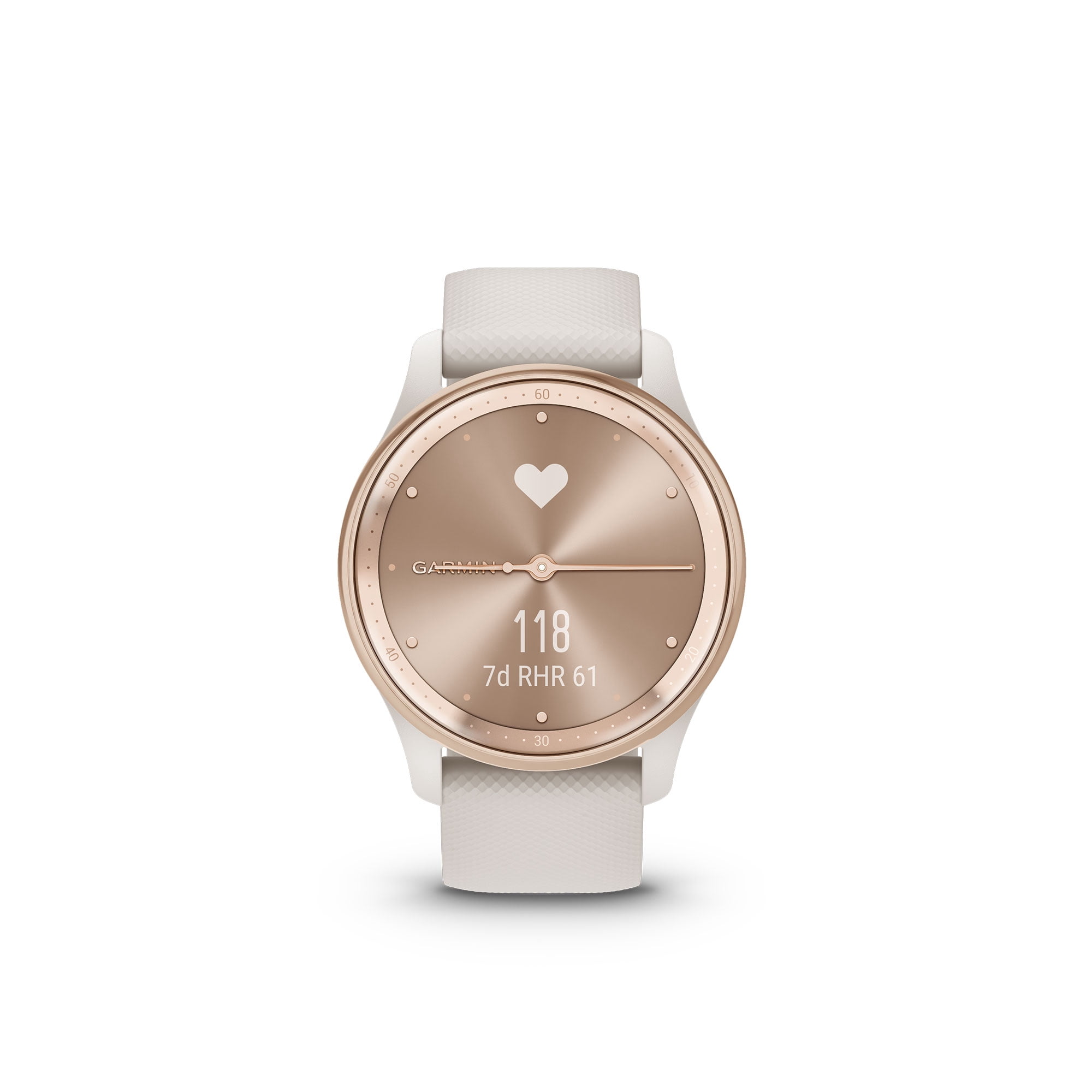 Garmin vivomove Trend Analog Smartwatch Peach Gold Steel Bezel - Ivory Case