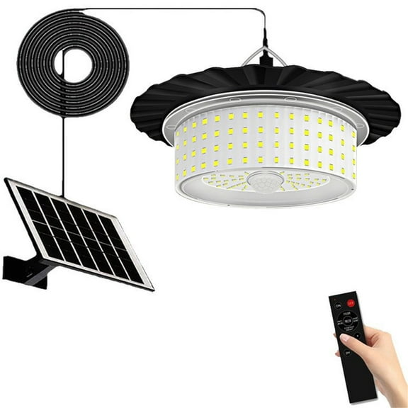Solar Pendant Light, 100000LM 244LED Solar Motion Sensor Lights, 360 Degree Illumination Shed Light 4 Light Modes IP65 Waterproof 16.5ft Cable Garden Lamp for Indoor & Garden Patio Garage