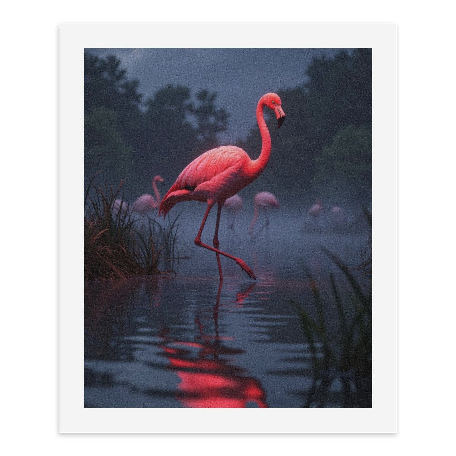 Paint by Numbers Kit for Adults, Pink Flamingo In Misty Waters Paint by Numbers, Easy Paint by Numbers Kit for Adults Beginner, DIY Adult Paint by Number Kits on Canvas, Home Decor