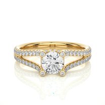 Natural 1.50 Carat Moissanite Split Shank Engagement Ring in (G-H, I2-I3), 14K Yellow Gold Plated, Promise Ring