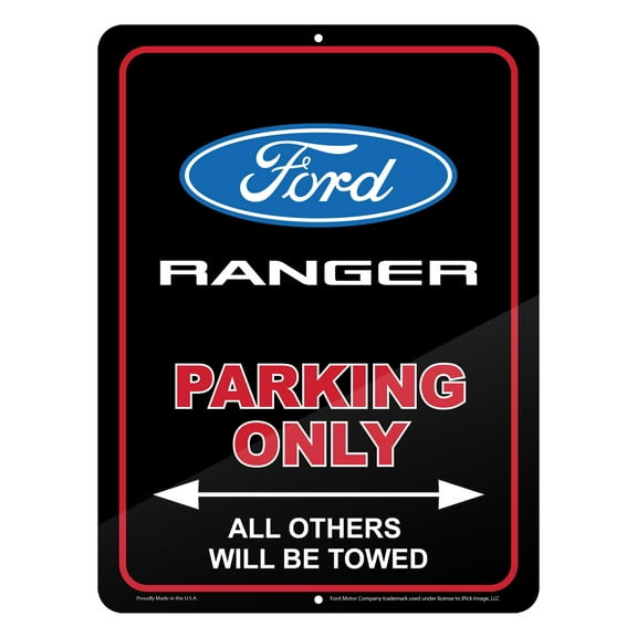 iPick Image for Ford Ranger 12" x 9" Parking Only Sign in Black Glassy Aluminum, Official Licensed