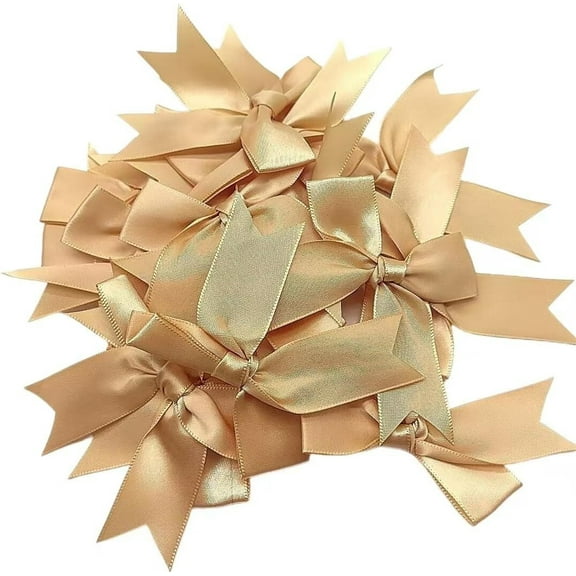 RUseeN Gift Wrap Bows 3.1” Satin Ribbon Bows for Cake Treats Premade Hair Small Mini Bow for Crafts Gift Wrapping Balloons Party Decoration Sewing 50 PCS