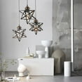 thumbnail image 3 of Moravian Star Pendant Light, 3-Light Vintage Glass Chandelier Clear Glass Star Ceiling Hanging Lighting Fixture Adjustable Height for Kitchen Island Living Room Bedroom (Brown), 3 of 9