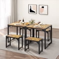 thumbnail image 3 of 3-Piece Compact Square Dining Table Set for 2 People with Two Matching Benches, Retro, 3 of 11