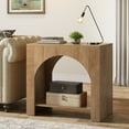 thumbnail image 2 of Tribesigns Farmhouse 27.56 in. Brown Rectangular Wood End Table with 2 Storage Shelves, 2 of 18