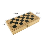 ODOMY Upgraded Chess Folding Wooden Chess Set with Storage Slots