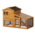 thumbnail image 1 of Wooden Rabbit Hutch Indoor and Outdoor, Large Rabbit Cage Chicken Coop Expandable, Weatherproof Bunny Cage with Anti-Chew Metal Frame Ramp for Backyard Small Animals, Natural, 1 of 7