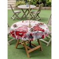 thumbnail image 3 of Outdoor Tablecloth with Umbrella Hole and Zipper, Pink Gnomes Valentines Round Table Cloth 54 Inch Waterproof Tablecloth, Red Love Heart Eucalyptus Leaves Picnic Table Cover for Patio Camping, 3 of 7