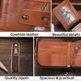 thumbnail image 6 of Genuine Leather Men's Wallet with Zipper Vintage RFID Blocking Large Capacity Wallet for Men with 14 Credit Card Slots and 1 ID Window T23 (Brown), 6 of 12