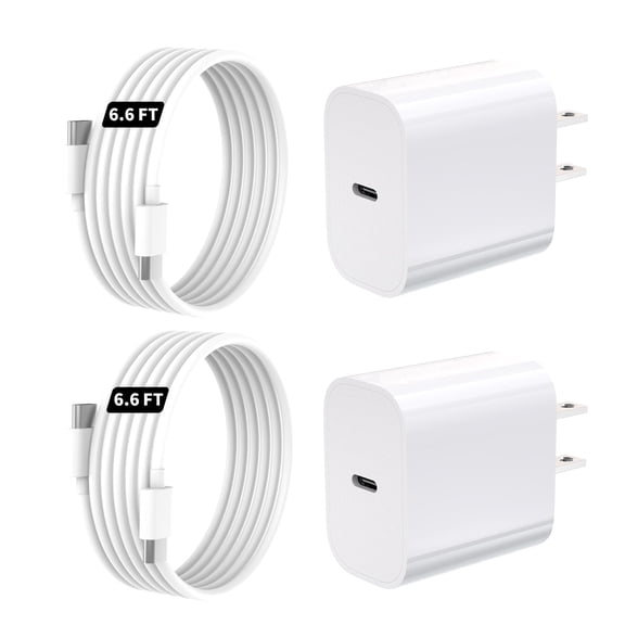 TOPADRE for iPhone 20W Fast Charger 2-Pack with 6.6Ft USB-C to USB-C Cable, PD Wall Adapter, Compatible with iPhone 15/16