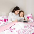 thumbnail image 4 of spefrowx Vintage Pink Bow Queen Bedding for Kids, Spring Flower Floral Bedding Comforter Set Queen, Pink Reversible, 7-Piece, 4 of 6