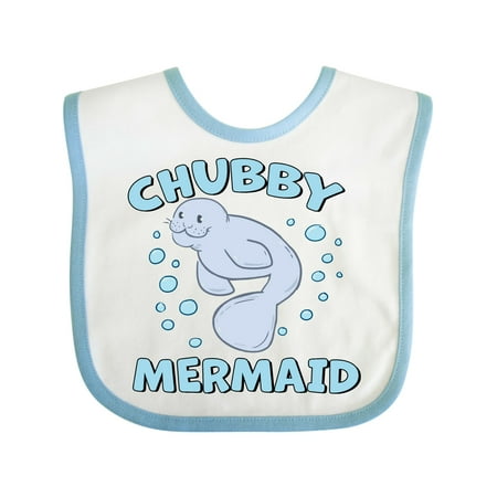 

Inktastic Chubby Mermaid with Cute Manatee and Bubbles Gift Baby Boy or Baby Girl Bib