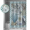 thumbnail image 3 of 72x78 Inch Shower Curtain Blue Beach Coastal Bathroom Decor Waterproof Fabric Bathtub Bath Curtains Decorative Nautical Seaside Coral Starfish Extra Long Shower Curtain Set with Hooks, 3 of 6