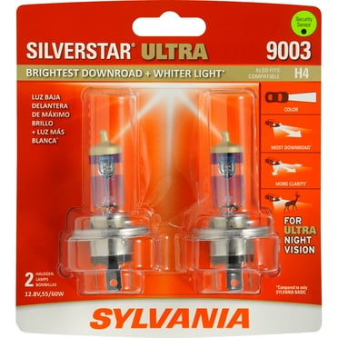 Sylvania 9003 SilverStar ULTRA Halogen Headlight Bulb, 2 Pack, Compatible with Multiple Cars