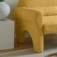 thumbnail image 3 of 2 Piece Set Sofa Couch, Upholstered Barrel Club Arm Chair and Modern Lambs Wool Fabric Loveseat with Lumbar Pillow, for Bedroom, Corner, Reading Nook, Yellow, 3 of 5