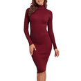 thumbnail image 3 of PrettyGuide Women's Turtleneck Sweater Dress Long Sleeve Ribbed Knit Stretch Midi Bodycon Dresses, 3 of 5