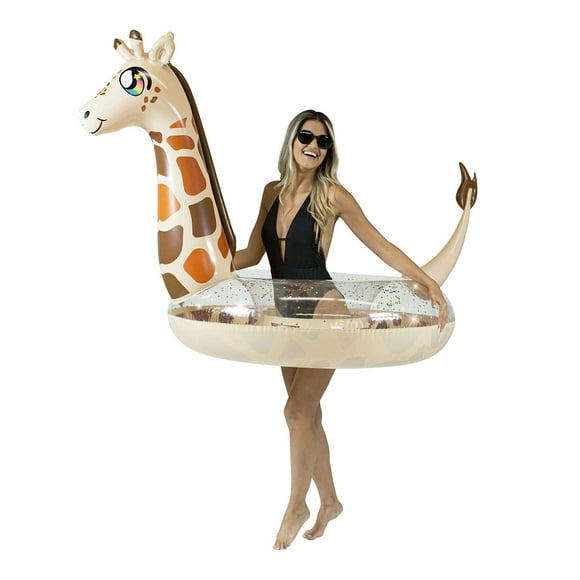 Poolcandy Jumbo 48" Giraffe Pool Tube, Stylish, Ultra Durable, Easy-Inflate PVC Pool Tube, Great for Pool, Beach, Lake, River, Perfect for Kids and Adults