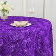 thumbnail image 4 of BalsaCircle Round 120" Satin Raised Tablecloth Rosette Floral Dinner Kitchen Purple, 4 of 8