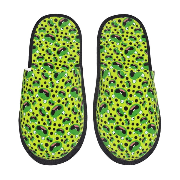 Fotbe Frogs Pantuflas Peludas para Mujer con Estampado, Zapatillas de Peluche, Zapatos de Invierno para Casa, Uso Interior y Exterior-Large