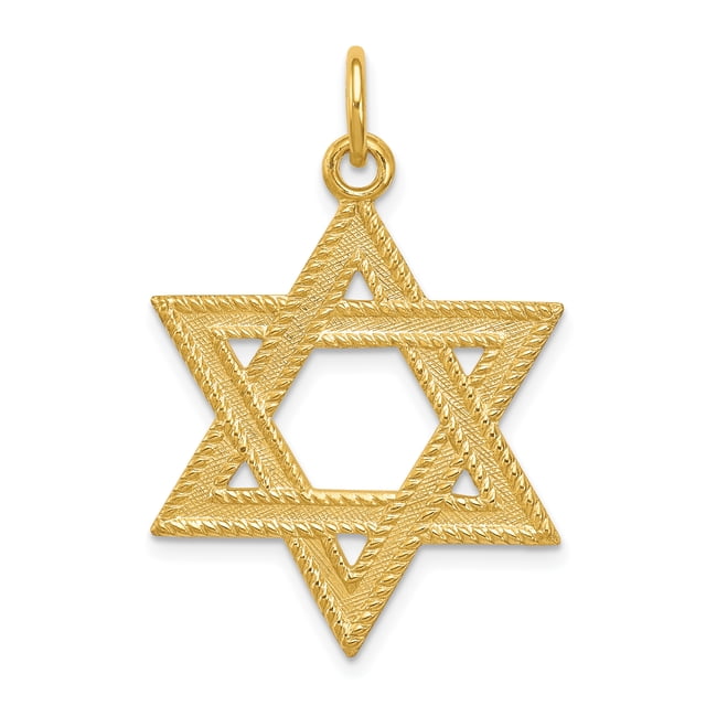Pendentif en Forme d'Étoile de David Plaqué Or 24k en Argent Sterling 925