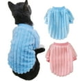 thumbnail image 2 of Frogued Solid Color Winter Flannel Sweater Casual Stripping Cat Dog Clothing Pet Costume (Sky Blue,XL), 2 of 13