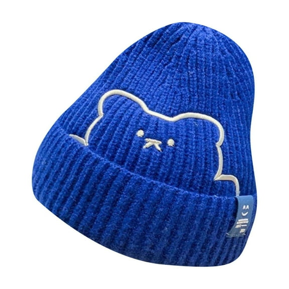 Penkiiy Baby Winter Beanie Hat, Kids Winter Warm Knit Hat,Toddler Soft Warm Beanie for Little Boys Girls Children Caps Blue