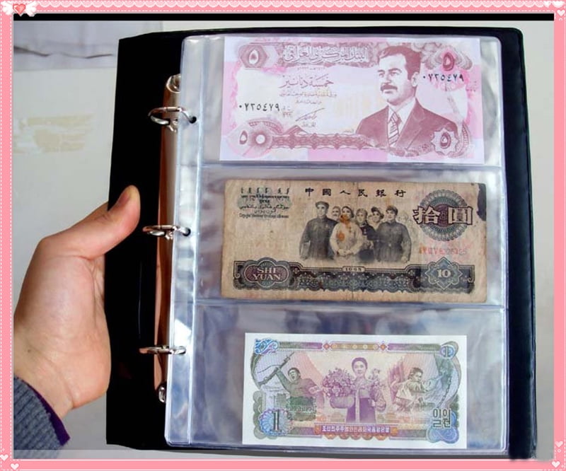 10Pcs 3 Pockets Money PVC Album Currency Pages Holder Bill Note Sheet Collection
