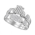 thumbnail image 3 of Solid 10K White Gold His and Hers Trio Three Rings Set Real Natural Diamond Oval Matching Rings Wedding Band Set 3/4 Carat ( .75 Cttw ) - (L = 5, M = 8.5), 3 of 6
