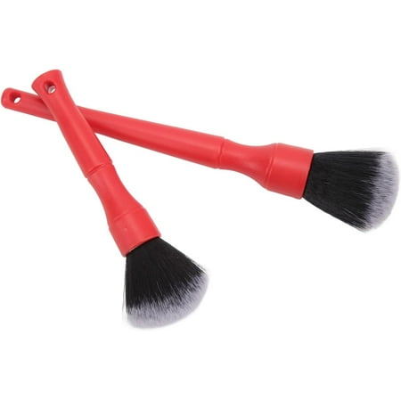 Car Detail Brushes, 2pcs Soft Car Detailing Brush Set Multi Purpose Automotive Cleaning Brush Universal for Auto(red)