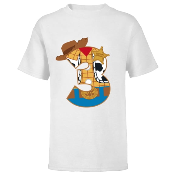 Disney and Pixar’s Toy Story Third Birthday 3 Years Old - Short Sleeve T-Shirt for Kids - Customized-White
