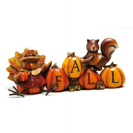 Decorative Fall Turkey and Squirrel