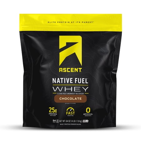 Ascent Native Fuel Whey Protein Powder  Chocolate  4 lbs