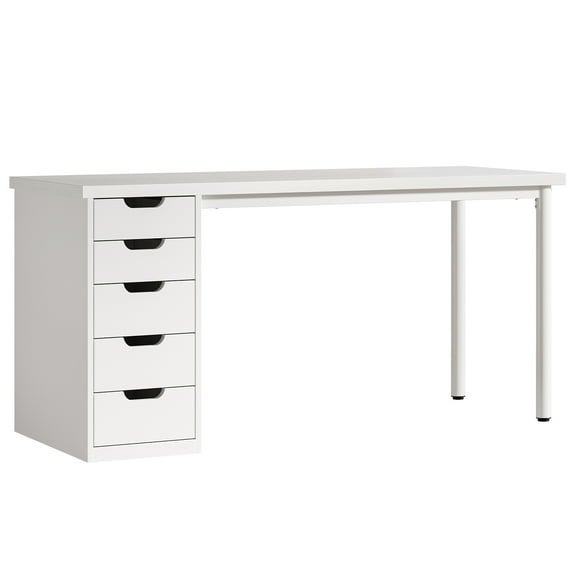 MAYEERTY 47" Computer Desk with 5 Drawers, Modern Study Table Writing Desk