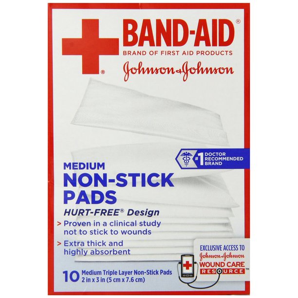 24 PACKS BandAid First Aid Pads, Medium Nonstick Pads, 10 Count