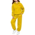 thumbnail image 4 of Zylarhe Kids Print Hoodie Toddler Boys Girls Sweatshirt Outfit Casual Two Piece Set Yellow 4-5 Years, 4 of 4