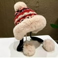 thumbnail image 5 of Cadancy Womens Winter Hat with Pom Pom Furry Fleece Ear Flaps Russian Sherpa Ski Snow Caps Cute Sherpa Knitted Skull Cap Outdoor Warm Stocking Hats, 5 of 8