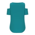 thumbnail image 7 of Wycnly Womens Summer Tops Short Sleeve V-Neck Solid T Shirts Casual Cold Shoulder Lightweight Tunic Tees Blouses Blue s, 7 of 7