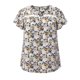 thumbnail image 4 of GRACE & GRANDEUR Blusa Floral Impresa de Pascua para Mujeres de Talla Grande con Cuello de Muesca y Borde de Encaje, Mangas con Volantes, Top Casual de Verano 2X Negro, 4 of 6