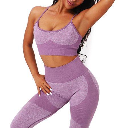 

Synpinya Women s Knitted Moisture Wicking Sports Fitness Sexy Yoga Bra Purple S Size