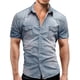 thumbnail image 1 of Sonducket Camisa vaquera fina para hombre, pantalones vaqueros elásticos suaves y delgados, camiseta de manga corta con cierre de botones, Camisetas Azul claro METRO, 1 of 6