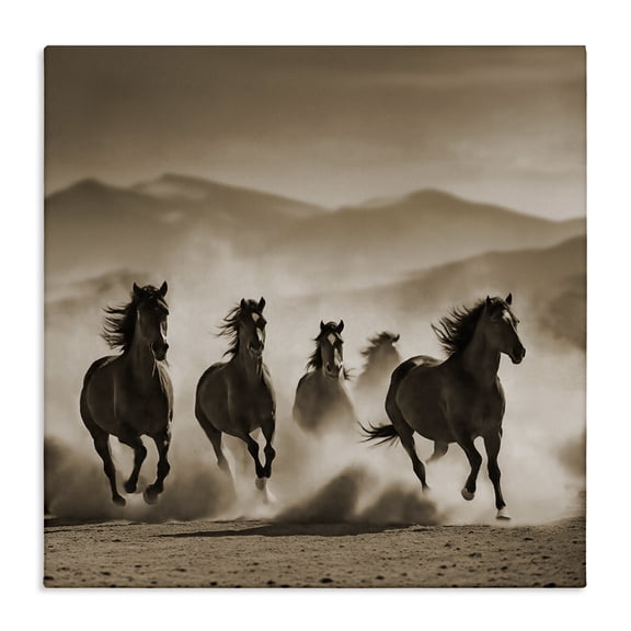 Stupell Industries Rustic Lodge Trotting Mountain Stallions Canvas Art, 17 x 17, by Noah Bay