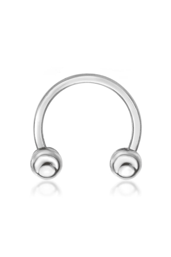 14 Gauge 14k White Gold Circular Horseshoe Barbell Lip Eyebrow Belly Nipple Ring 1/2 Inches by Lavari Jewelers