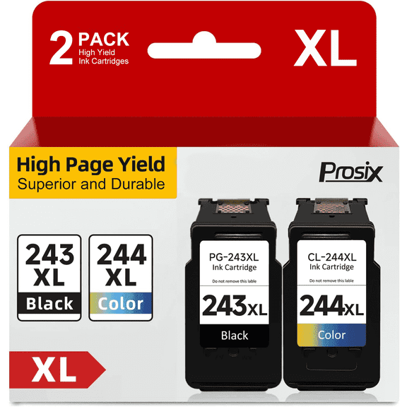243XL 244XL Ink Cartridges for Canon Ink PG-243 and CL-244 for Canon Pixma TR4520 TR4522 MX492 MX490 TS302 TS202 TS3320 TS3322 MG2520 MG2522 MG2525 Printers (Black, Tri-Color, 2-Pack)