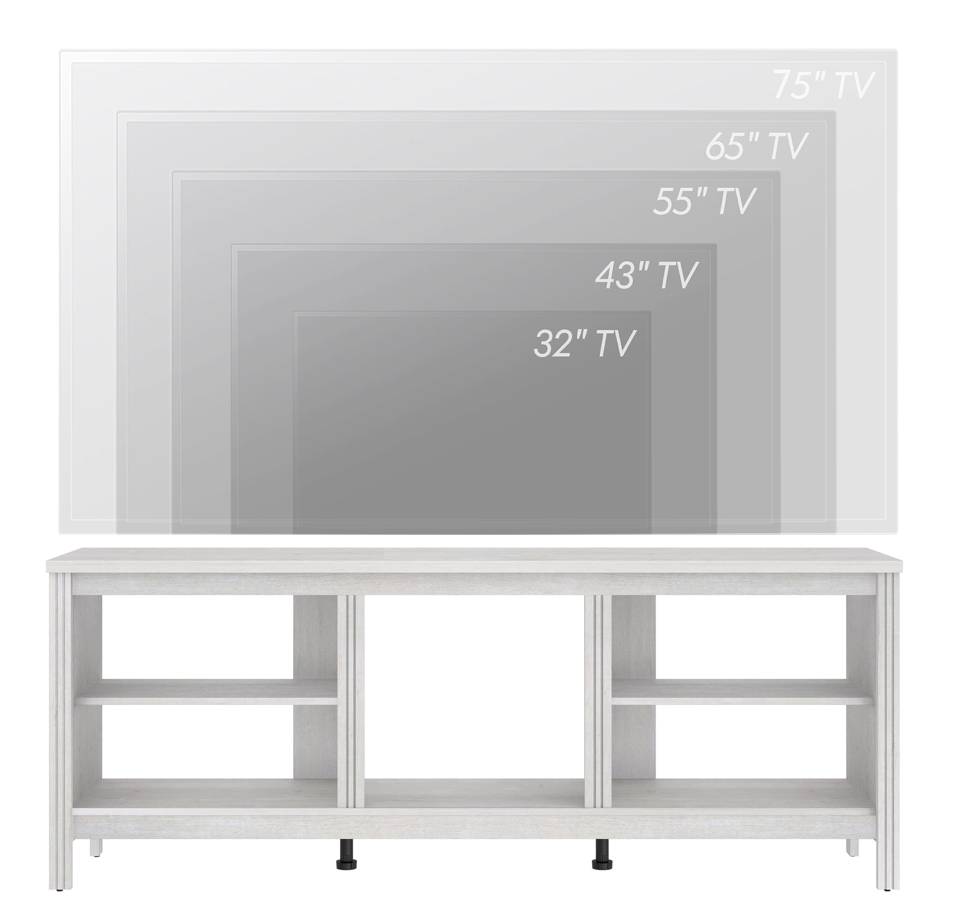 WAMPAT 70 Inch Farmhouse Entertainment Center for Up to 75 Inch TV, White Media Console Table