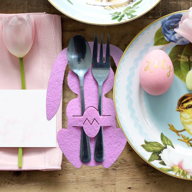 Easter Bunny Knife And Fork Bag Rabbit Cutlery Set 4 Pieces For A Set