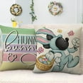 thumbnail image 4 of Happy Easter Decorative Throw Pillow Covers 18 x 18 Set of 4, Hunny Bunny Cartoon Mouse Rabbit Eggs Porch Patio Outdoor Pillowcase, Colorful Stripes Flower Basket Cushion Case Home Decor, 4 of 6