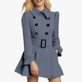 thumbnail image 2 of Bovemsi Trench Coats Women's Winter New Solid Color Lapel Jacket Slim Fit Long Waistband Woolen Coat Fall Winter Clothes L, 2 of 4