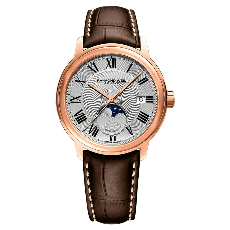 Raymond Weil Maestro Automatic Rose Gold PVD Silver Dial Brown
