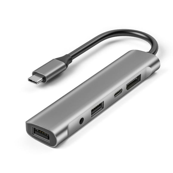 5 In 1 Usb-c Hub Adapter, 4k@60hz Displayport Usb 2.0 Type C 60w Docking Station For Laptop Desktop