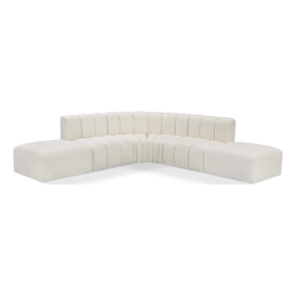 Bowery Hill Contemporary Cream Vegan Leather Modular Sectional